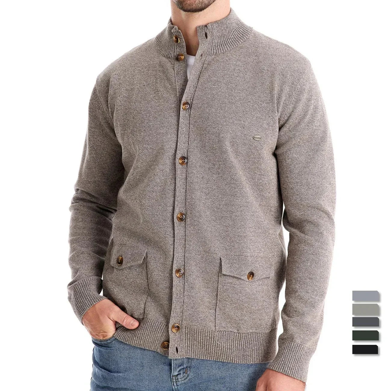 Euro-American Solid Color Sweater Jacket – Single-Breasted with Pockets, Autumn & Winter Cardigan
