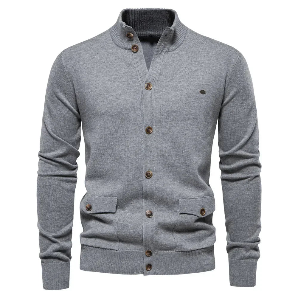 Euro-American Solid Color Sweater Jacket – Single-Breasted with Pockets, Autumn & Winter Cardigan