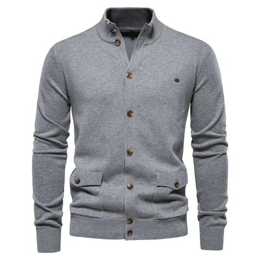 Euro-American Solid Color Sweater Jacket – Single-Breasted with Pockets, Autumn & Winter Cardigan